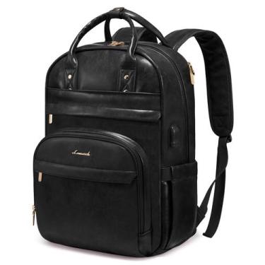 Imagem de Mochila para laptop LOVEVOOK Vintage PU Leather 15,6" preta 25L