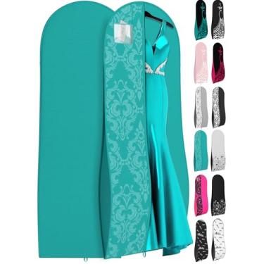 Imagem de Bolsa de viagem Your Bags 183 x 61 cm para vestido - reforço afunilado de 25,4 cm preto, Tiffany Blue and White Damask, One_Size