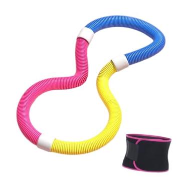 Imagem de rockible Fitness Hoop, com cinto de cintura, anel de exercícios, círculo de fitness para adultos, escritório, pilates, Azul Amarelo 1.2kg
