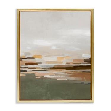 Imagem de Stupell Industries Incomum com abstração verde moldura dourada tela flutuante arte design de parede por Emma Peal, 21 x 17