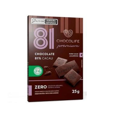 Imagem de Chocolate Vegano 81% Cacau Premium ChocoLife  25g