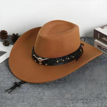 Imagem de Chapéu De Cowboy Unissex Retrô Estilo Western Com Aba Larga, Chapéu De