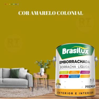 Imagem de Tinta Borracha Líquida Amarela Para Parede 3,2l  Lavável Impermeável B