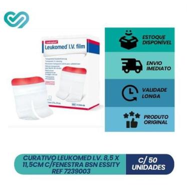 Imagem de Curativo leukomed iv p/cateter 8,5 x 11,5cm c/fenestra bsn essity ref 