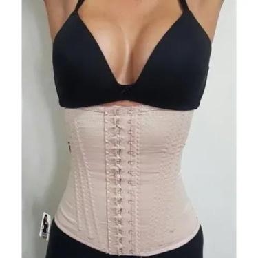 Imagem de Cinta Modeladora 12 Barbatanas REFORÇADA 2 Ajustes MODELO FAIXA -CREME