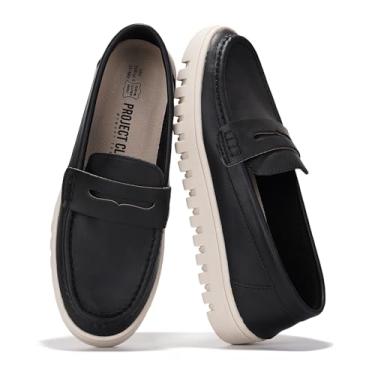 Imagem de Project Cloud Mocassins Femininos De Couro Legítimo - Sapatos De Trabalho Antiderrapantes Calçados Femininos Com Palmilha De Espuma De Memória - Sapatos Leves E Flexíveis Para Todas As Estações (Fil