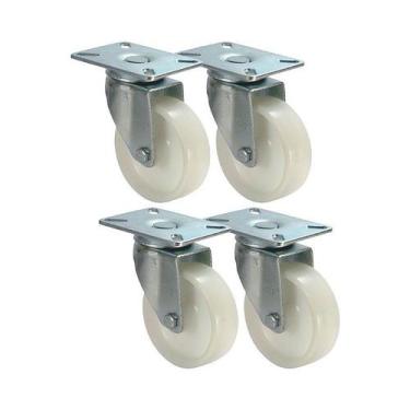 Imagem de Kit 4 un roda rodízio giratório nylon 3 polegada 75mm - AJAX