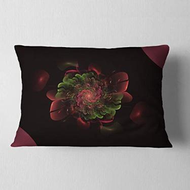 Imagem de Designart – Lombar com flor fractal arredondada, roxo-escuro, sala de estar, sofá, almofada de alta qualidade + capa de almofada impressa em ambos os lados 30,5 x 50,8 cm