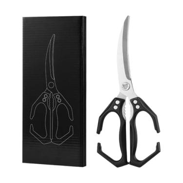 Imagem de Rrlihjgu Tesoura De Cozinha Para Alimentos | 2 Em 1 Tesoura Para Frutos Do Mar Com Quebra Nozes - Multiuso Inoxidável De Alta Resistência Para Processar Alimentos Frutas Legumes Camarão