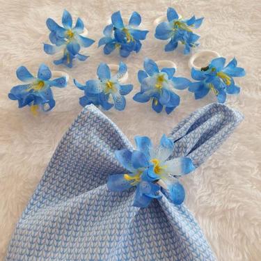 Imagem de Kit 04 Anéis Porta Guardanapo Argola Prendedor Mesa Posta Flor de Líri