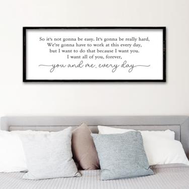 Imagem de ZZJJHYWGQ So It's Not Gonna Be Easy Wall Decor Art 81 cm × 30.5 cm You and Me Everyday Love Sign For Master Bedroom Above Bed (preto)