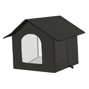 Imagem de Generic Casa para gatos ao ar livre, cama para gatos dobrável, fácil de montar, abrigo isolado para selvagens, Black M