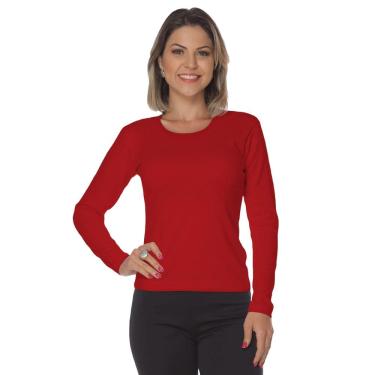 Imagem de Baby look manga longa malha canelada - Gola redonda