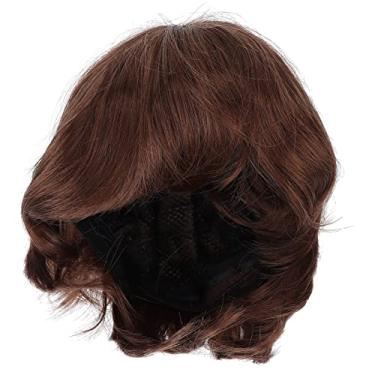 Imagem de QANYEGN Perucas marrons claras masculinas, cabelos falsos retos e retos masculinos, peruca de cabelo curto e reto para figurinos de halloween cosplay