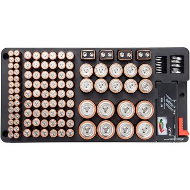 Imagem de Estojo De Armazenamento Organizador De Bateria Com Testador De Bateria - Organizador De Caixa De Armazenamento De Bateria Comporta 116 Baterias De Vários Tamanhos, Estojo De Bateria Para Aa