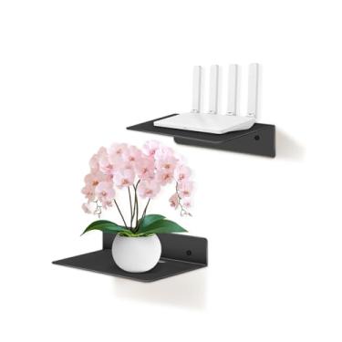 Imagem de eZAKKA Prateleira de metal preta, prateleiras flutuantes de metal, prateleira de parede linear moderna industrial de 23 cm para decoração para sala de estar moderna de fazenda, pacote com 2, preta