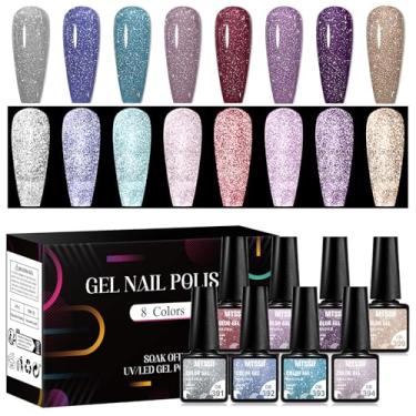 Imagem de MTSSII Conjunto de esmaltes de unhas de gel de diamante kit de esmalte de gel com caixa de presente (diamante-2, 8 peças)
