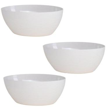 Imagem de Kit 3 Travessa Oval C/ Friso LE CHEF 33,5x23,5x12,5Cm Branca - Paramou
