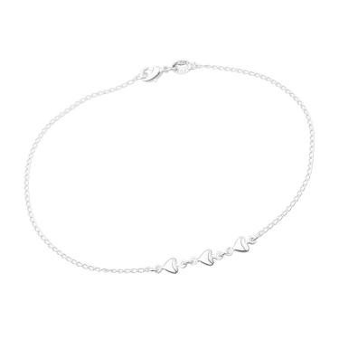 Imagem de Tornozeleira Prateada 3 Corações Lisa