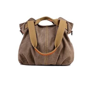 Imagem de Bolsa feminina vintage Hobo Canvas Daily Tote Shoulder Tote Shopper, Marrom, free size