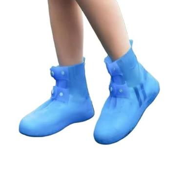 Imagem de Capas De Sapato De Chuva De Silicone Para Motocicleta E Bicicleta Com Tubo Alto(Azul,44-45)