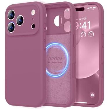Imagem de LOVE 3000 Capa projetada para iPhone 17 Pro Max, silicone premium [compatível com Magsafe] [forro de microfibra macio antiarranhões] capa protetora à prova de choque para homens mulheres 17,5 cm, roxo