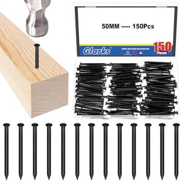 Imagem de Glarks 150 peças de pregos de aço de tijolo de 50 mm, pregos de hardware de aço carbono preto, pregos de acabamento, pregos para pendurar com imagem e trança, pregos de madeira, pregos de cimento para