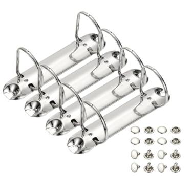 Imagem de PATIKIL B7 Mecanismos de fichário de 2 furos, conjunto de 4 anéis D de 2,5 cm, agendador de fichário de substituição de folhas soltas para organizadores, acessórios de pasta de armazenamento de papel