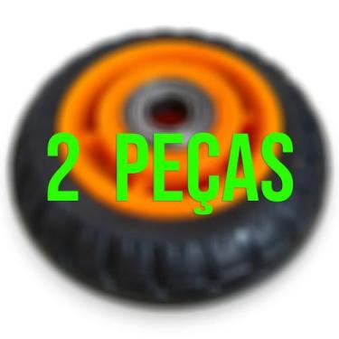 Imagem de Roda para Carrinho Metal e Borracha 5" - 12,5 cm. com Rolamento Laranj