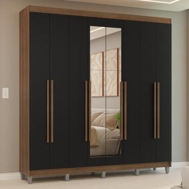 Imagem de Guarda-roupa Casal com Pés 8 Portas Batentes com Espelho Venus Madesa