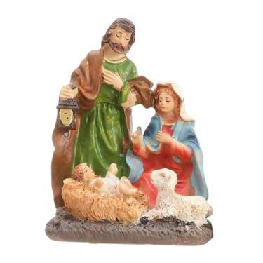 Imagem de Ｂｅｓｇａ Estatueta de Presépio de Natal Escultura de Resina Decoração para Casa DIY Nascimento de Jesus Enfeite para Armário Lareira Interna