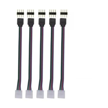 Imagem de Kit 5 Cabo Conector Fita Led Rgb 5050 3528 C 4 Pinos Macho