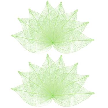 Imagem de CRASPIRE 100 peças esqueleto natural ficus religiosa folhas 4,5-5 mm verde claro folhas artificiais árvore de borracha secas prensadas folhas scrapbooking cartão casamento DIY artesanato decorativo