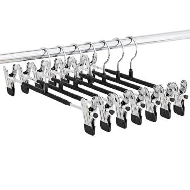 Imagem de Cabides para calças com clipes, pacote com 30 cabides de saia, economizam espaço, ganchos ajustáveis para roupas, shorts, jeans, organizador de armário e armazenamento