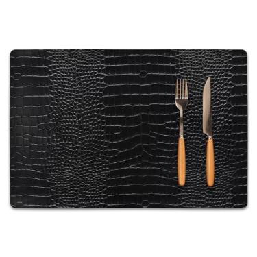 Imagem de Conjunto de 4 jogos americanos de couro sintético, tapetes de mesa de poliuretano, impermeável, resistente a manchas, resistente ao calor, fácil de limpar para mesa de jantar de cozinha, mesa de