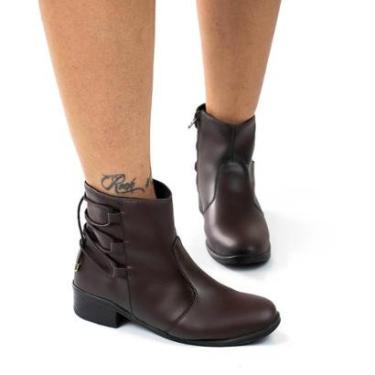 Imagem de Bota Feminina Casual Moderna Dia A Dia Salto Baixo Cano Curto Zíper Lateral Conforto-Feminino