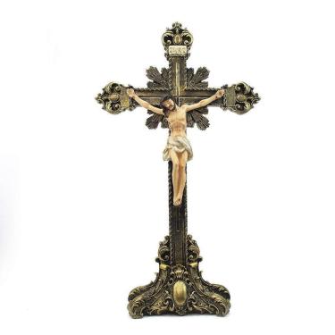 Imagem de Crucifixo Pedestal Importado Resina 40 Cm