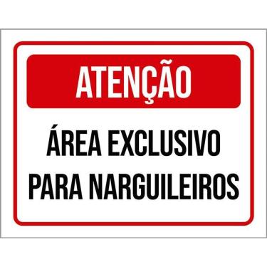 Imagem de Placa Sinalização Atenção Área Exclusivo Narguileiros 36X46