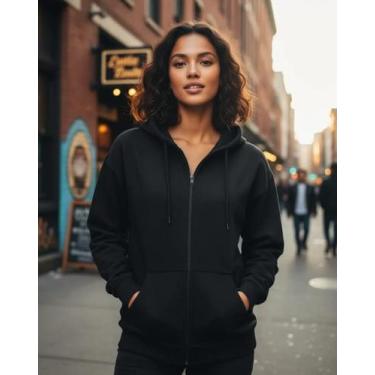 Imagem de Blusa Moletom até o G8 Plus Size com ziper masculino feminino +capuz +