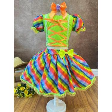 Imagem de Conjunto Junino Cropped Verde Mini Saia para Festas Juninas - Fabuloso