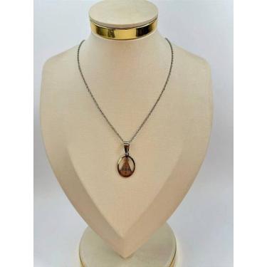 Imagem de Colar Nossa Senhora Aparecida 45Cm Aço Inox com Pingente Religioso - 1