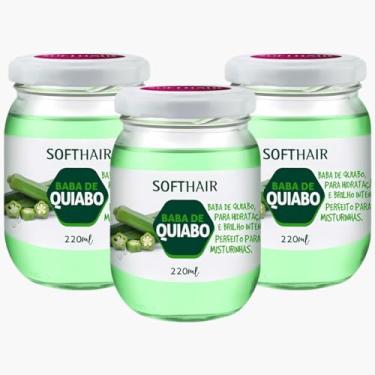 Imagem de Kit 3X Baba De Quiabo Soft Hair Hidratação Brilho Capilar Natural Vegano 220ml