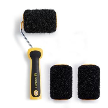 Imagem de Voomey 3 peças de cobertura de rolo composto de drywall de 10 cm com 1 peça de moldura de rolo de tinta, pincel de textura de drywall, adequado para cobrir superfícies de parede e teto