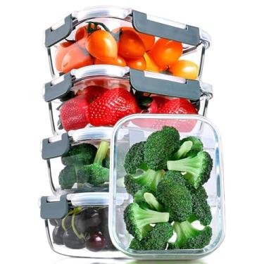 Imagem de Kit 5x Potes de Vidro Marmita Preparo Refeições, Recipientes Armazenamento Alimentos Tampas Herméticas, Marmitas, Micro-ondas, Forno, Freezer Lava-louças HOMELIFE