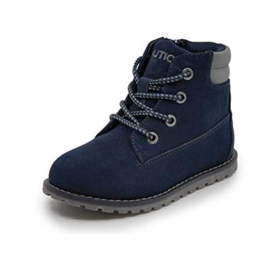 Imagem de Nautica Tênis infantil: sapato moderno com cadarço com design de cano alto tipo bota para meninos e meninas (tamanho infantil grande) - Horizon, Azul marino, 15