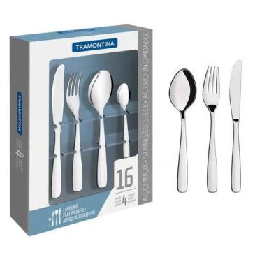 Imagem de Faqueiro Amazonas com 16 Peças em Aço Inoxidável Acabamento Alto Brilh