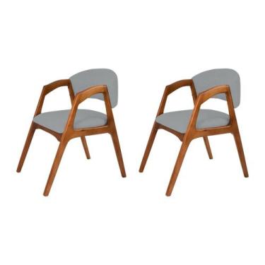 Imagem de Conjunto com 2 Cadeiras de Jantar Estofada Gabriela em Madeira e Mdf C