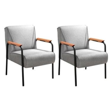 Imagem de Conjunto 2 Poltronas Jade Kit Cadeiras Decorativa Moderna Braço Metal 