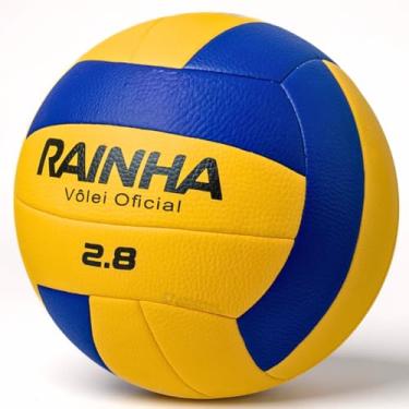 Imagem de Bola de Vôlei Rainha 2.8 Oficial Profissional Amarela Azul – Microfibra PVC Impermeável Leve Resistente Sem Costura 6 Gomos Quadra Praia Piscina Areia