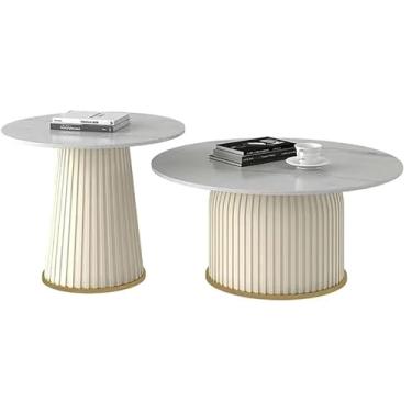 Imagem de Mesas De Centro Redondas Para Sala De Estar Mesa De Centro Moderna Mesa De Centro Circular Para Pequeno Espaço Home Office, White